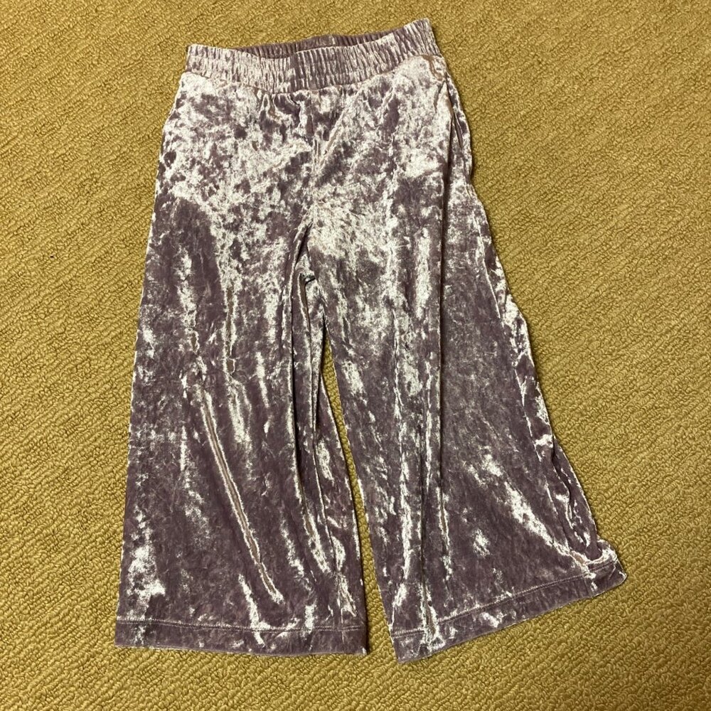 Cat & Jack Pants Girls Small 6 6X Crushed Velvet Purple Elastic Waistband Target